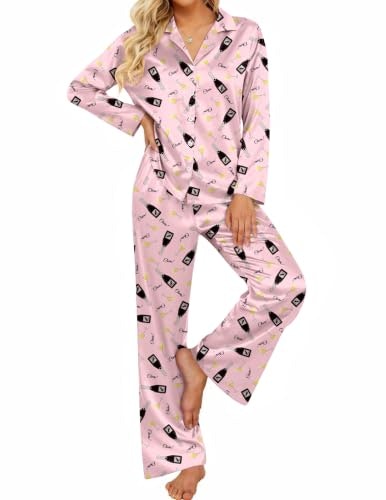Ekouaer Women's Satin Silk Pajamas Lounge Set: $19.98 Ekouaer Women's Satin Silk Pajamas Lounge Set: $19.98