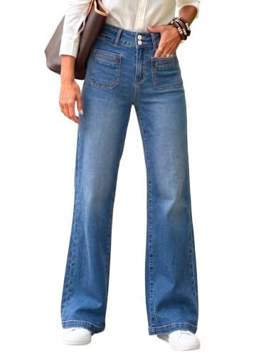 Sidefeel Women's High-Waisted Wide-Leg Denim Jeans: $28.87