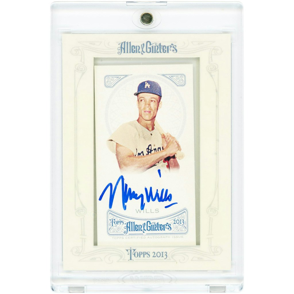 Maury Wills Autographed 2013 Topps Allen & Ginter Mini Baseball Card: $149.99