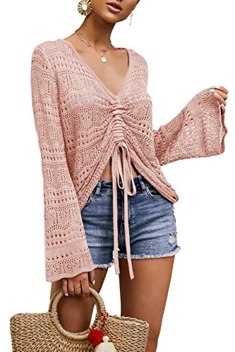 Saodimallsu Women's Bell Sleeve V-Neck Blouse: $25.48 Saodimallsu Women's Bell Sleeve V-Neck Blouse: $25.48