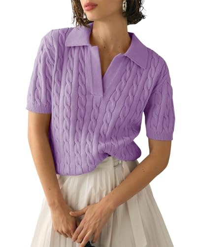 Imily Bela Women's Cable Knit V-Neck Short Sleeve Sweater: $19.99 Imily Bela Women's Cable Knit V-Neck Short Sleeve Sweater: $19.99