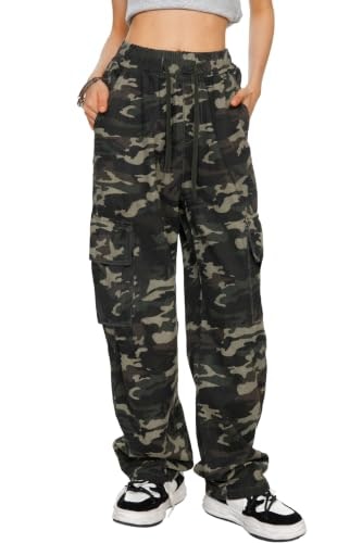 Hvepuo Women's High Waisted Wide Leg Camo Cargo Pants: $25.49 Hvepuo Women's High Waisted Wide Leg Camo Cargo Pants: $25.49
