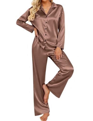 Ekouaer Women's Satin Silk Pajamas Lounge Set: $19.98