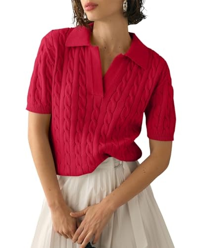 Imily Bela Women's Cable Knit V-Neck Short Sleeve Sweater: $19.99 Imily Bela Women's Cable Knit V-Neck Short Sleeve Sweater: $19.99