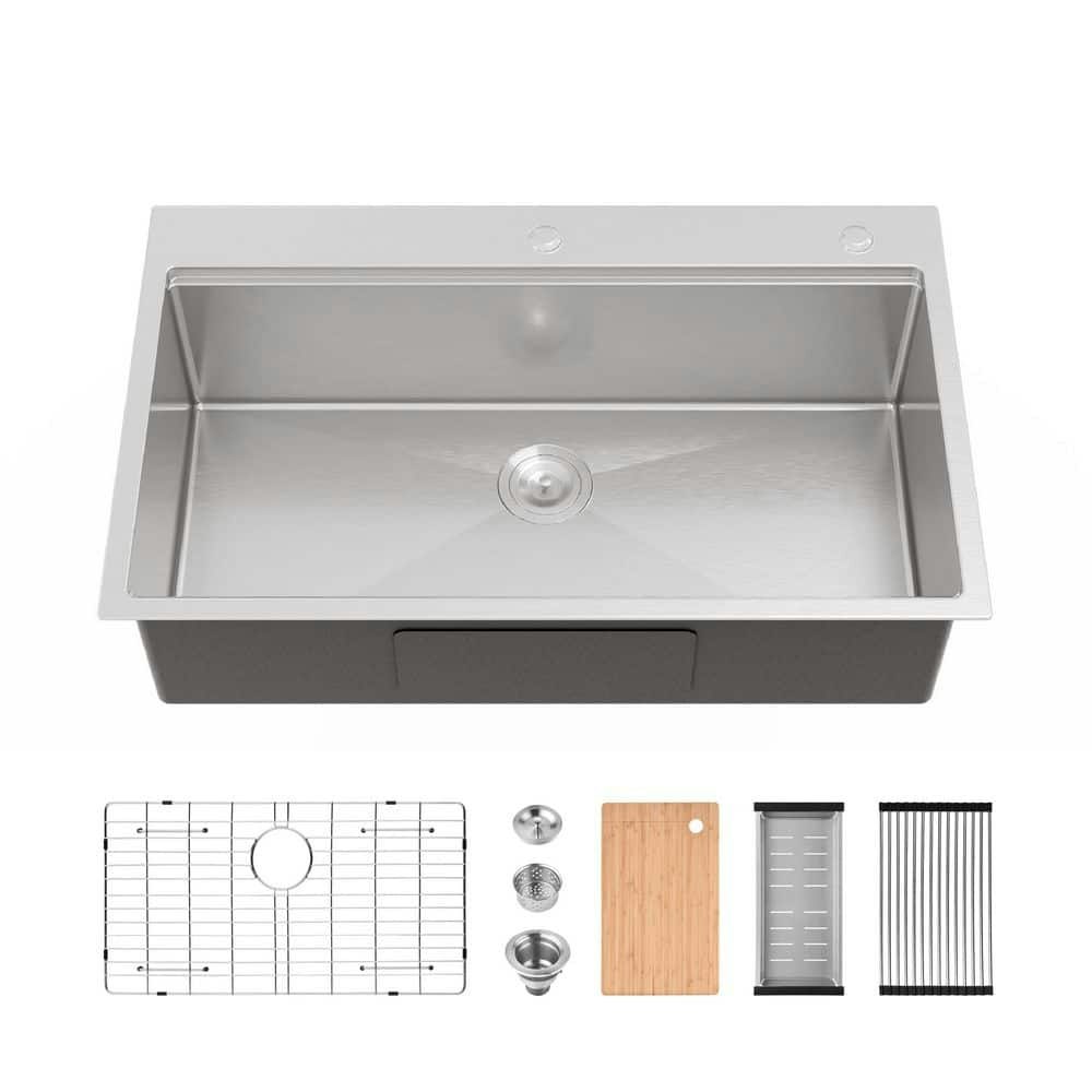 36" x 22" Single Bowl Drop-In Stainless Steel Kitchen Sink: $351.43