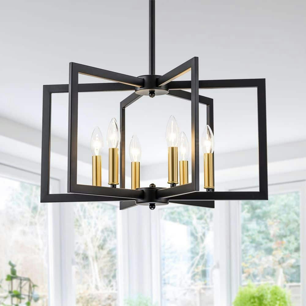 6-Light Geometric Candle Chandelier: $157.09