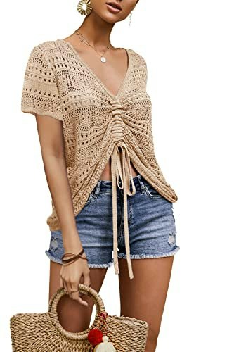 Saodimallsu Women's Boho Off-Shoulder Crochet Crop Top Sweater: $14.97 Saodimallsu Women's Boho Off-Shoulder Crochet Crop Top Sweater: $14.97