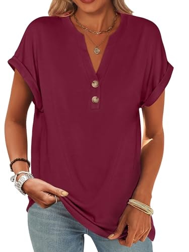 Anrabess Women's Short Sleeve Henley Blouse: $12.63 Anrabess Women's Short Sleeve Henley Blouse: $12.63
