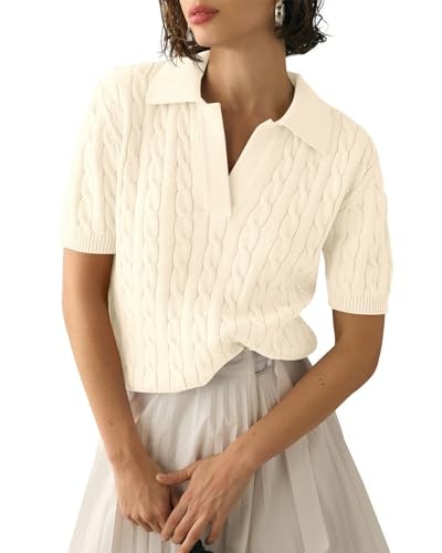 Imily Bela Women's Cable Knit V-Neck Short Sleeve Sweater: $19.99 Imily Bela Women's Cable Knit V-Neck Short Sleeve Sweater: $19.99