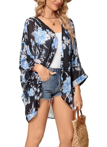 Olrain Women's Floral Print Chiffon Kimono Cardigan: $13.99 Olrain Women's Floral Print Chiffon Kimono Cardigan: $13.99