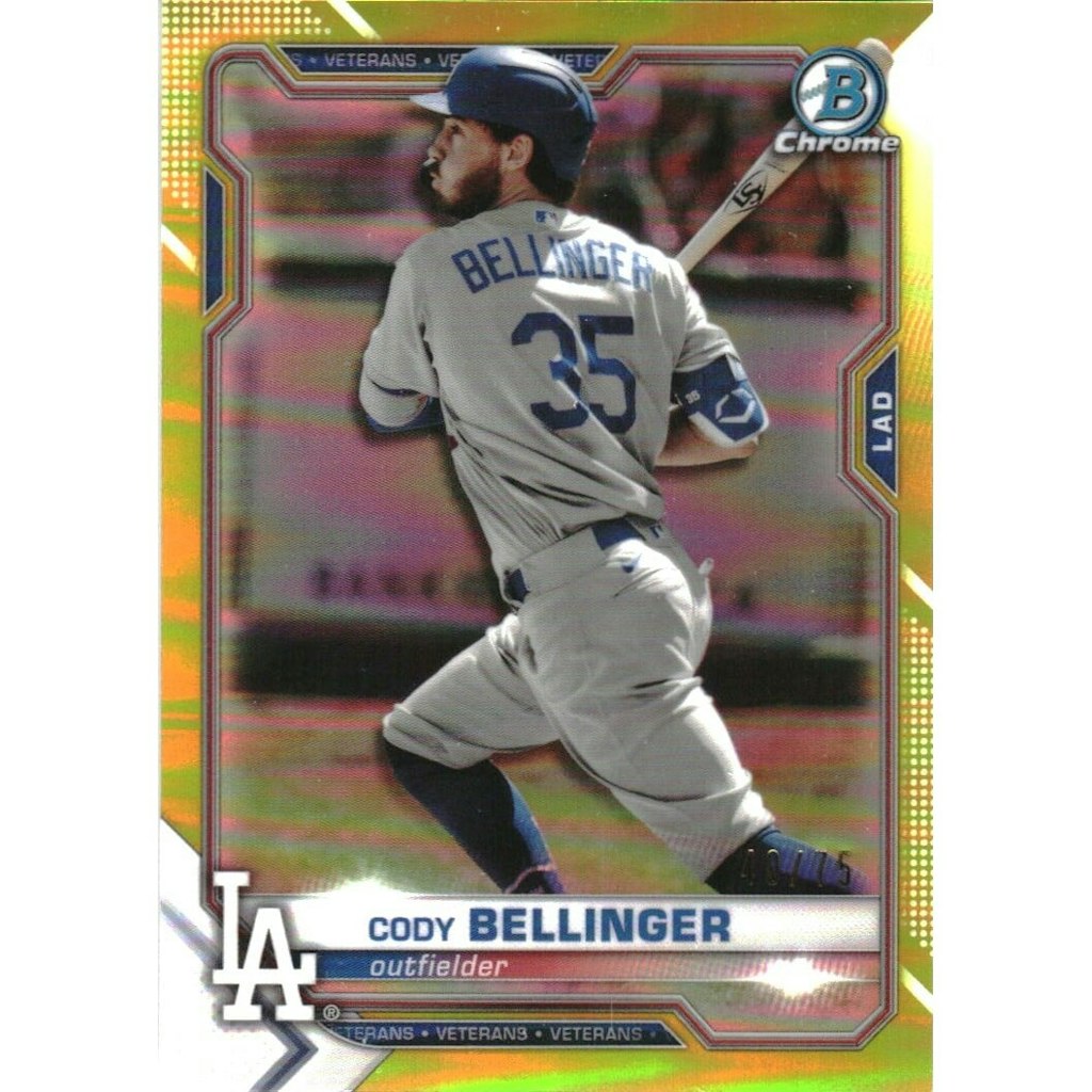 2021 Bowman Chrome Cody Bellinger Yellow Refractor Trading Card: $13.50