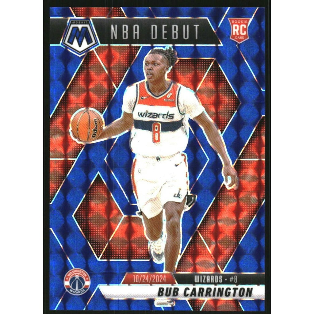 2024-25 Panini Mosaic Blue Bub Carrington NBA Debut Card #259: $10.80 2024-25 Panini Mosaic Blue Bub Carrington NBA Debut Card #259: $10.80