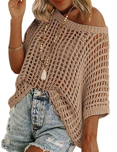 Zeagoo Off-The-Shoulder Crochet Sweater: $17.95 Zeagoo Off-The-Shoulder Crochet Sweater: $17.95
