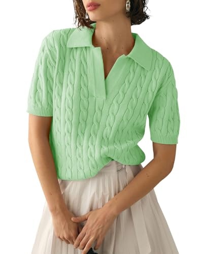 Imily Bela Women's Cable Knit V-Neck Short Sleeve Sweater: $19.99 Imily Bela Women's Cable Knit V-Neck Short Sleeve Sweater: $19.99