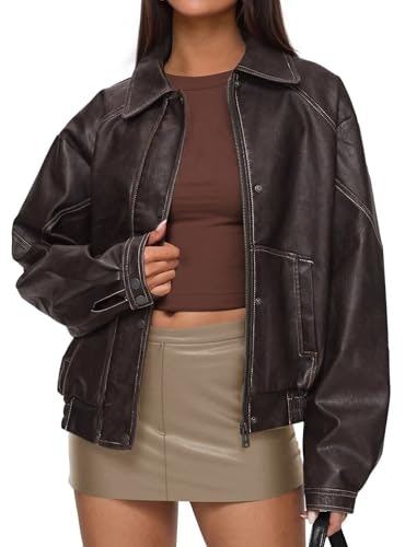 Prettygarden Women's Oversized Faux Leather Jacket: $39.99 Prettygarden Women's Oversized Faux Leather Jacket: $39.99