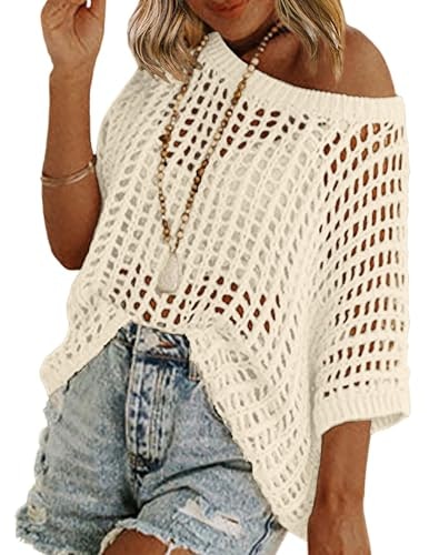 Zeagoo Women's Crochet Knit Short Sleeve Top: $19.83