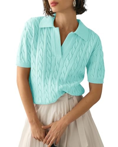 Imily Bela Women's Cable Knit V-Neck Short Sleeve Sweater: $19.99 Imily Bela Women's Cable Knit V-Neck Short Sleeve Sweater: $19.99