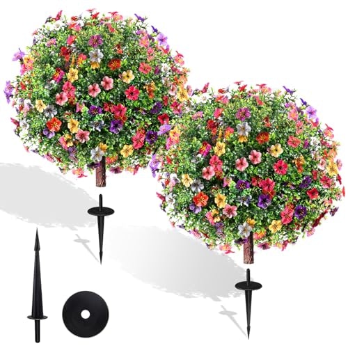 27.5-Inch Artificial Boxwood Topiary Ball Tree 2-Pack: $37.98