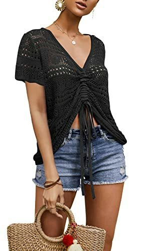Saodimallsu Women's Boho Off-Shoulder Crochet Crop Top Sweater: $14.97 Saodimallsu Women's Boho Off-Shoulder Crochet Crop Top Sweater: $14.97
