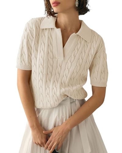Imily Bela Women's Cable Knit V-Neck Short Sleeve Sweater: $19.99 Imily Bela Women's Cable Knit V-Neck Short Sleeve Sweater: $19.99