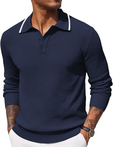 Coofandy Men's Knitted Long Sleeve Polo Sweater: $28.04 Coofandy Men's Knitted Long Sleeve Polo Sweater: $28.04