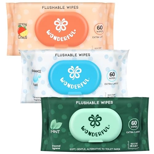 Wonderful Flushable Wet Wipes 3-Pack 180-Count: $16.10 Wonderful Flushable Wet Wipes 3-Pack 180-Count: $16.10