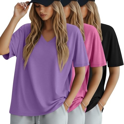 Huukeay Women's Oversized Cotton T-Shirts 3-Pack: $31.44