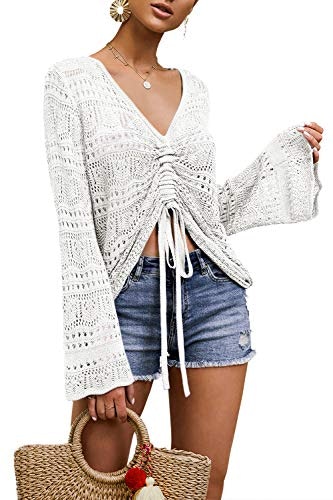 Saodimallsu Women's Boho Off-Shoulder Crochet Crop Top Sweater: $24.94 Saodimallsu Women's Boho Off-Shoulder Crochet Crop Top Sweater: $24.94