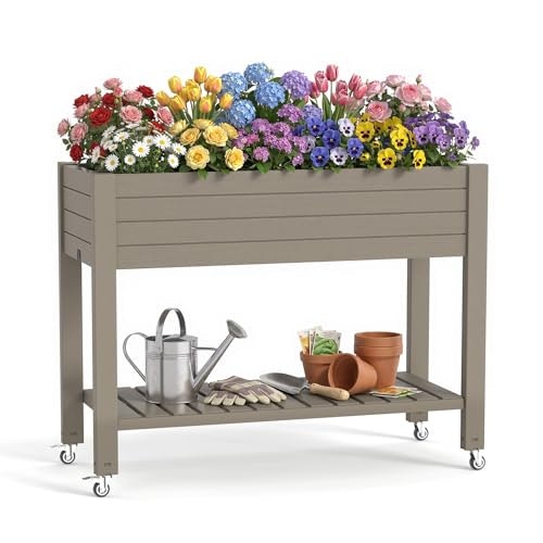Vixzen 21-Gallon Mobile Raised Garden Bed with Storage Shelf: $84.99