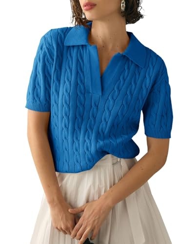 Imily Bela Women's Cable Knit V-Neck Short Sleeve Sweater: $19.99
