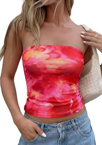 Prettygarden Women's Floral Tube Top: $9.98 Prettygarden Women's Floral Tube Top: $9.98
