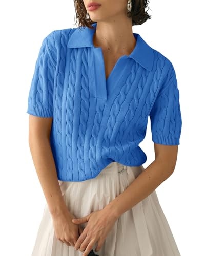 Imily Bela Women's Cable Knit V-Neck Short Sleeve Sweater: $19.99 Imily Bela Women's Cable Knit V-Neck Short Sleeve Sweater: $19.99