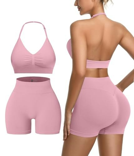 Women's Ribbed Sports Bra and Yoga Shorts Workout Set 2-Pack: $16.99 Women's Ribbed Sports Bra and Yoga Shorts Workout Set 2-Pack: $16.99