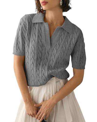 Imily Bela Women's Cable Knit V-Neck Short Sleeve Sweater: $19.99 Imily Bela Women's Cable Knit V-Neck Short Sleeve Sweater: $19.99