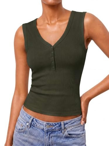 Women's Ribbed Henley V-Neck Tank Top: $14.95 Women's Ribbed Henley V-Neck Tank Top: $14.95