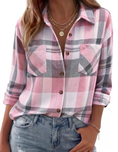 Zeagoo Women's Plaid Flannel Shirt: $14.98 Zeagoo Women's Plaid Flannel Shirt: $14.98