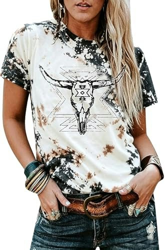 Eatbook Women's Cowgirl Cow Skull Graphic Western Shirt: $11.55 Eatbook Women's Cowgirl Cow Skull Graphic Western Shirt: $11.55