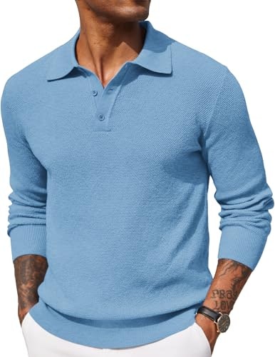 Coofandy Men's Long Sleeve Knit Polo Sweater: $28.04 Coofandy Men's Long Sleeve Knit Polo Sweater: $28.04