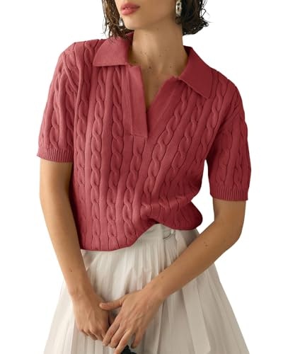 Imily Bela Women's Cable Knit V-Neck Short Sleeve Sweater: $19.99 Imily Bela Women's Cable Knit V-Neck Short Sleeve Sweater: $19.99