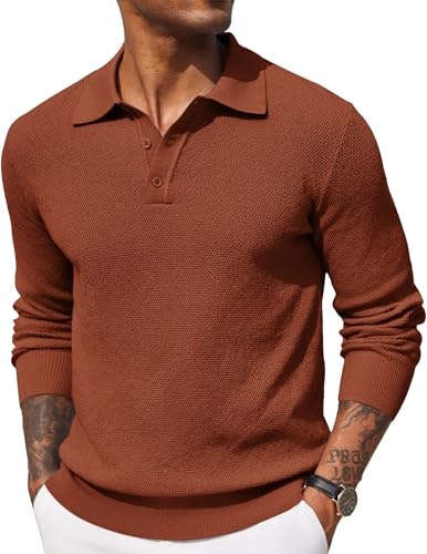 Coofandy Men's Waffle Knit Long Sleeve Polo Sweater: $28.04 Coofandy Men's Waffle Knit Long Sleeve Polo Sweater: $28.04