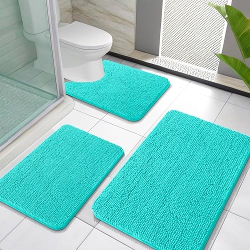 Olanly 3-Piece Chenille Bathroom Rug Set: $39.94