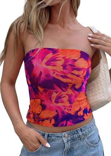 Prettygarden Women's Floral Tube Top: $9.48 Prettygarden Women's Floral Tube Top: $9.48