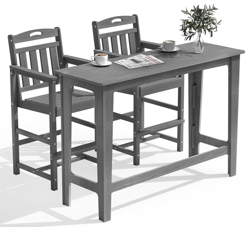 Suunyn 3-Piece Outdoor Patio Bar Table and Adirondack Chair Set: $339.98