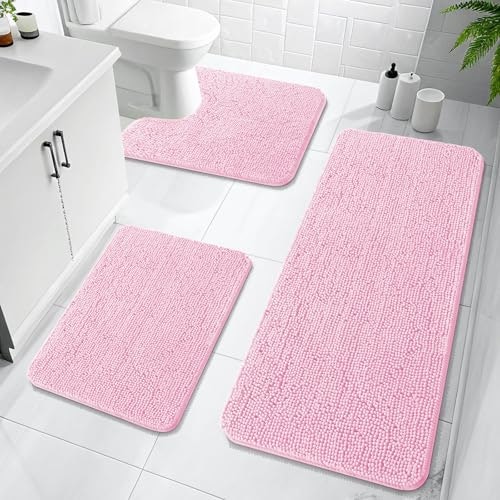 Olanly 3-Piece Chenille Bathroom Rug Set: $54.39