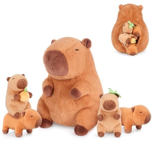 SuzziPals Sitting Capybara Plush Toy with 4 Babies: $27.61