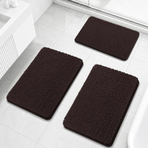 Olanly 3-Piece Chenille Bathroom Rug Set: $47.59