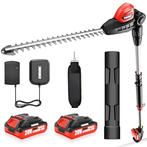 Ework 20V Cordless Pole Hedge Trimmer 2-Battery Kit: $84.99