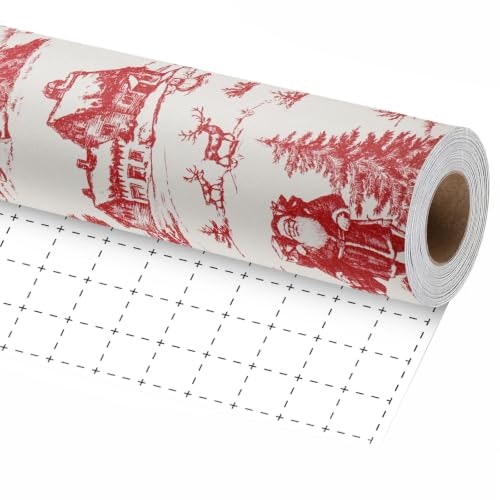 Biobrown Rustic Santa & Reindeer Christmas Wrapping Paper: $11.89