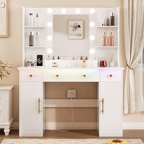 Huanlego Vanity Desk with Mirror and Lights: $161.49 Huanlego Vanity Desk with Mirror and Lights: $161.49