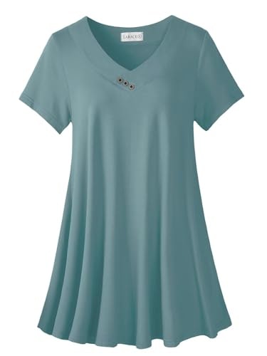 Larace Women's Short Sleeve V-Neck Tunic Top: $19.98 Larace Women's Short Sleeve V-Neck Tunic Top: $19.98